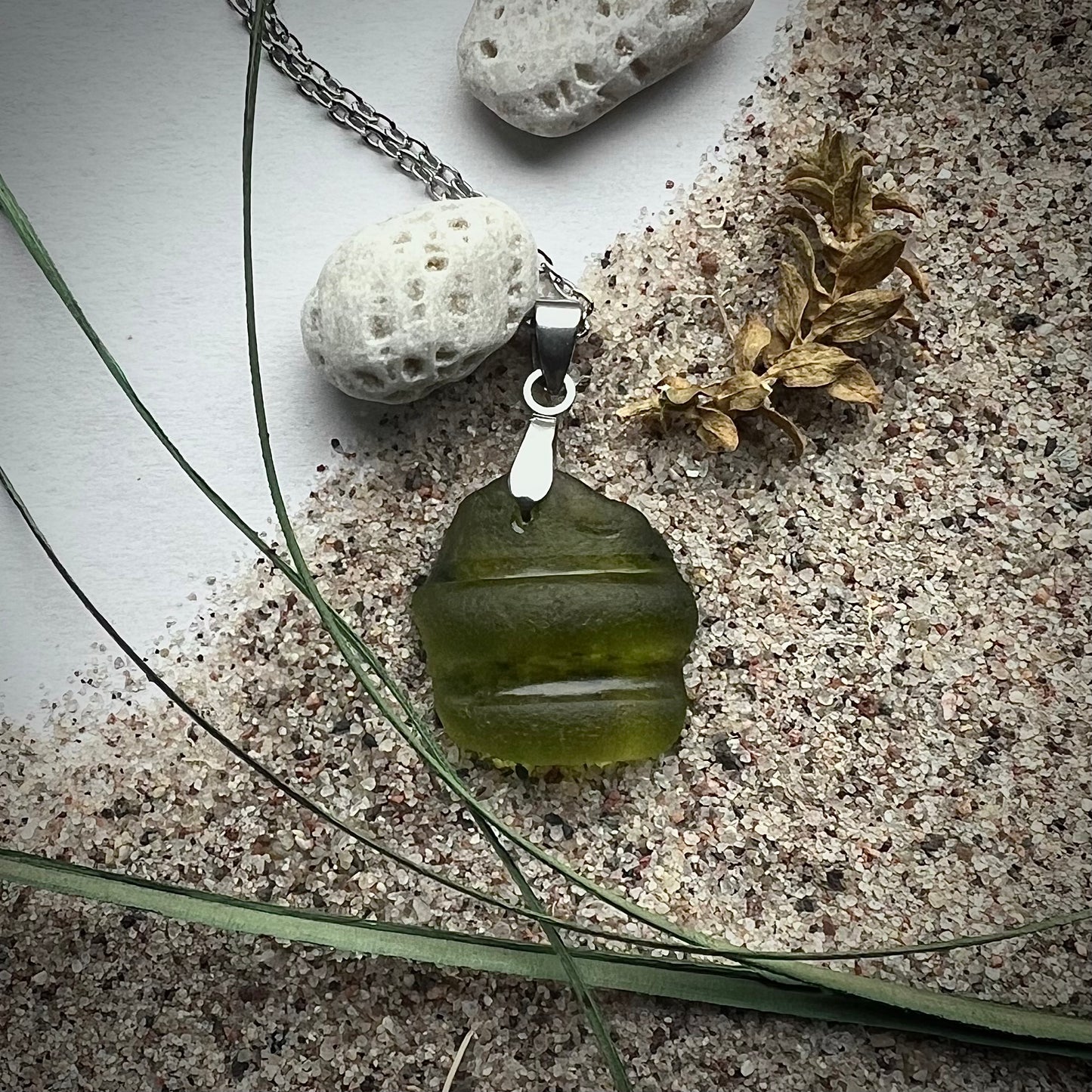 Necklace made of Swedish beach glass