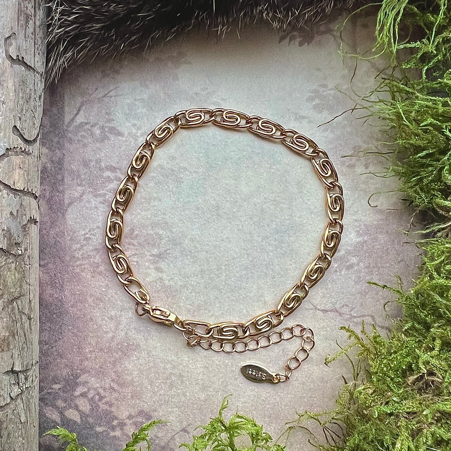 Bracelet in gold-colored stainless steel, 'Viking link' 4.5mm