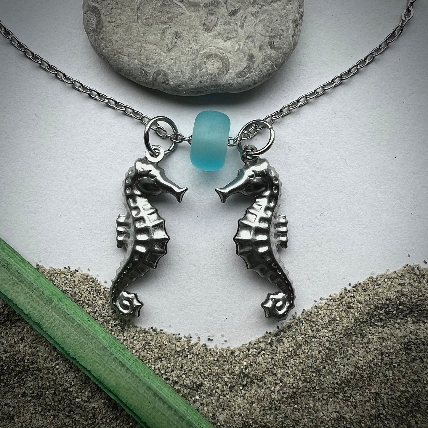 Necklace made of Swedish beach glass