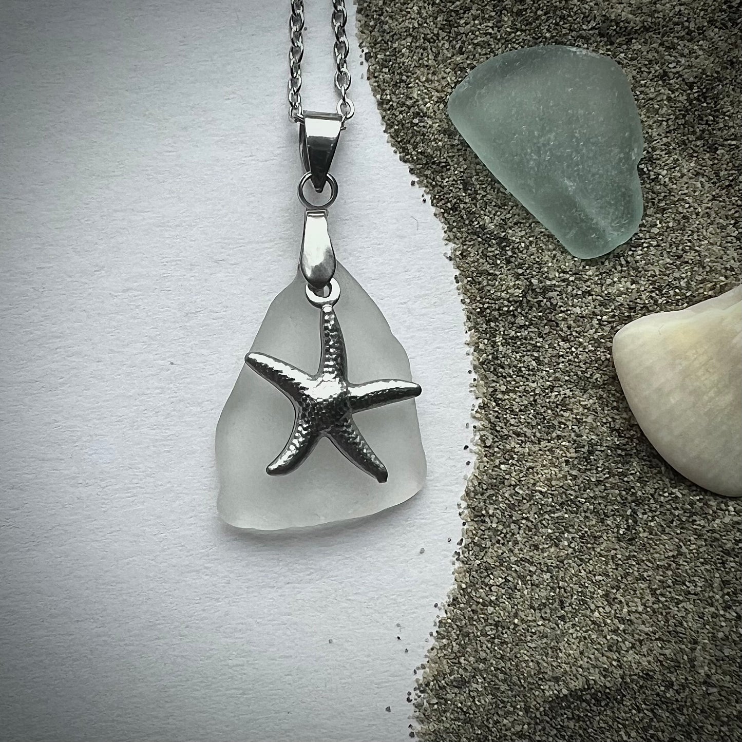 Necklace made of Swedish beach glass