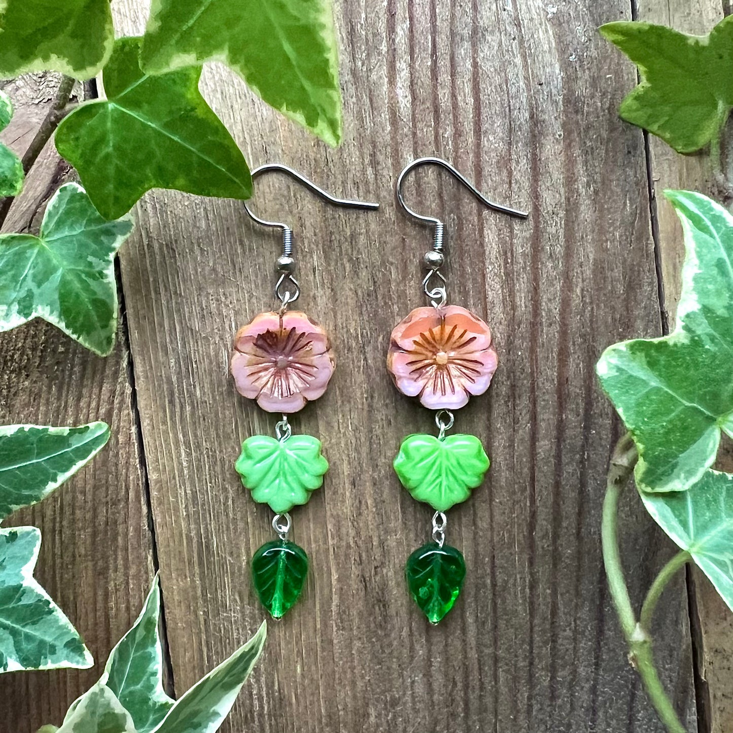 Earrings "spring" made of Czech pressed glass