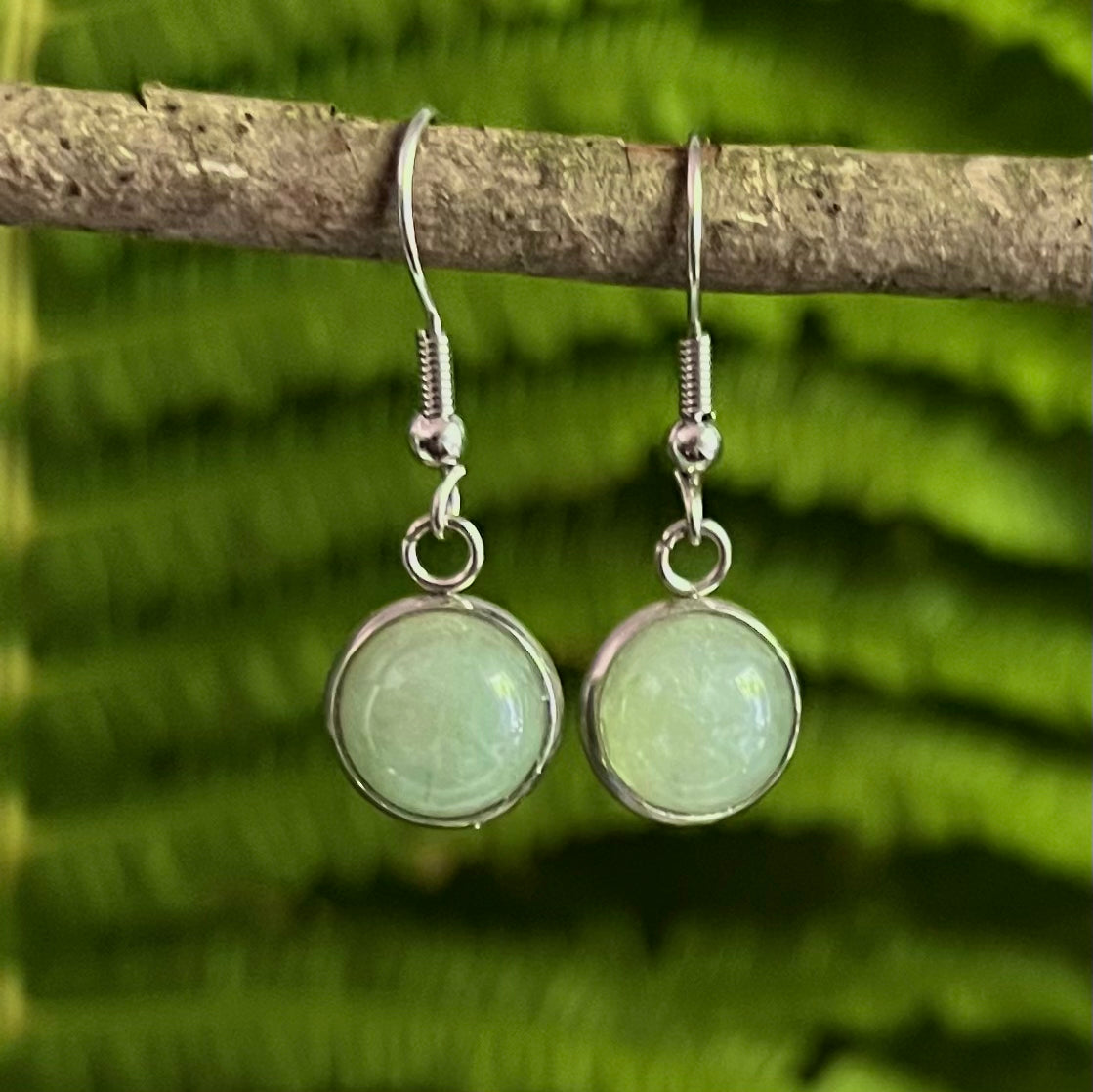 Earrings in steel with aventurine