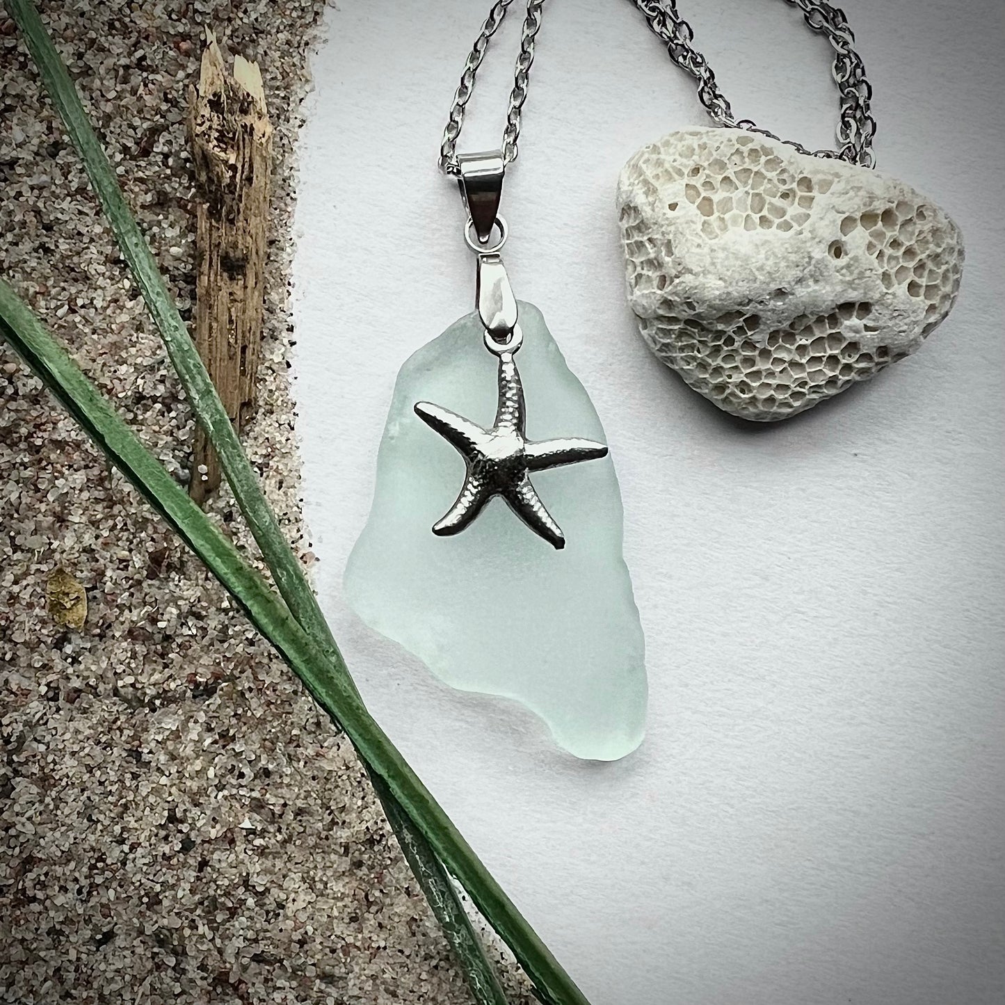 Necklace made of Swedish beach glass