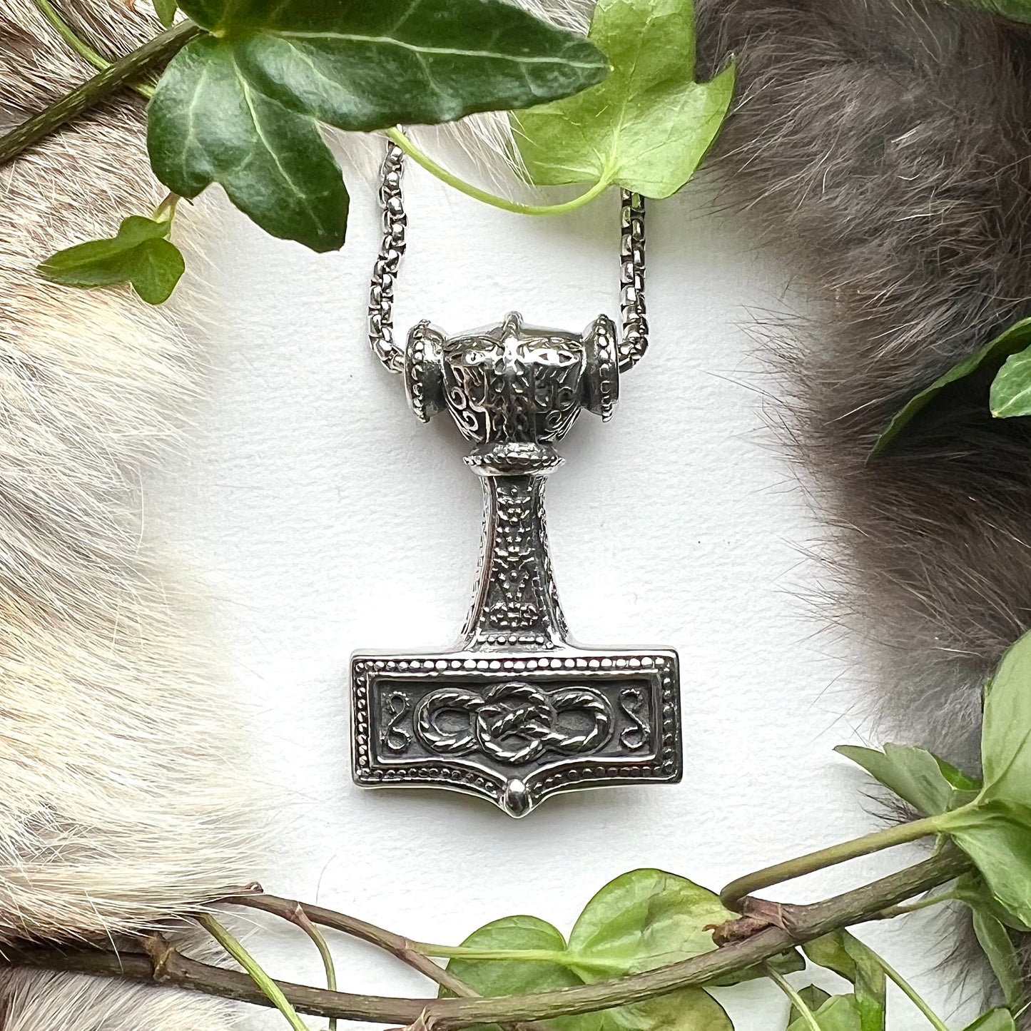 Surgical steel large hammer necklace
