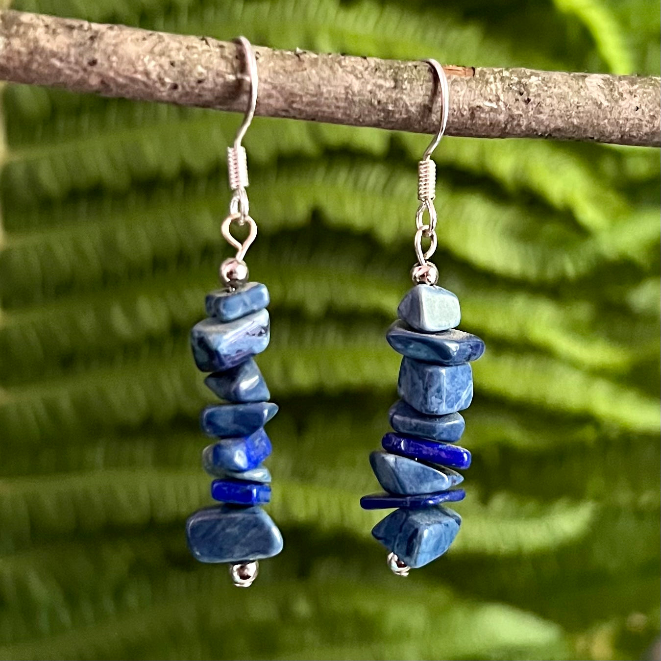 Earrings - Birch pendants of lapis lazuli