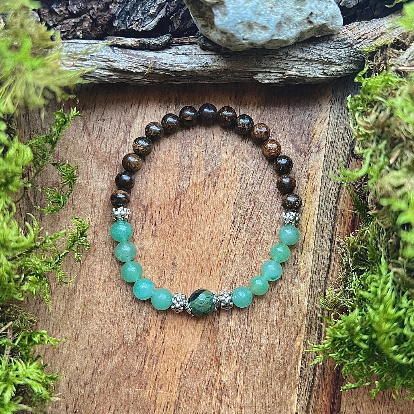 Bracelet with bronzite, aventurine and kambabajaspis