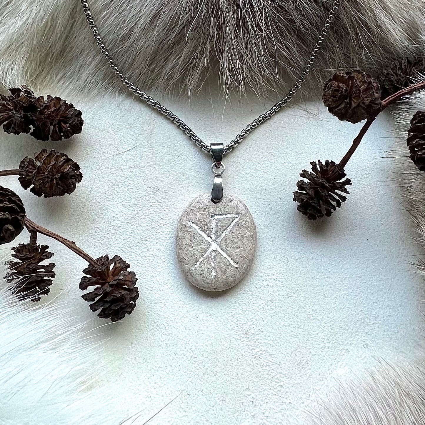 Necklace with binding rune for love with genuine silver