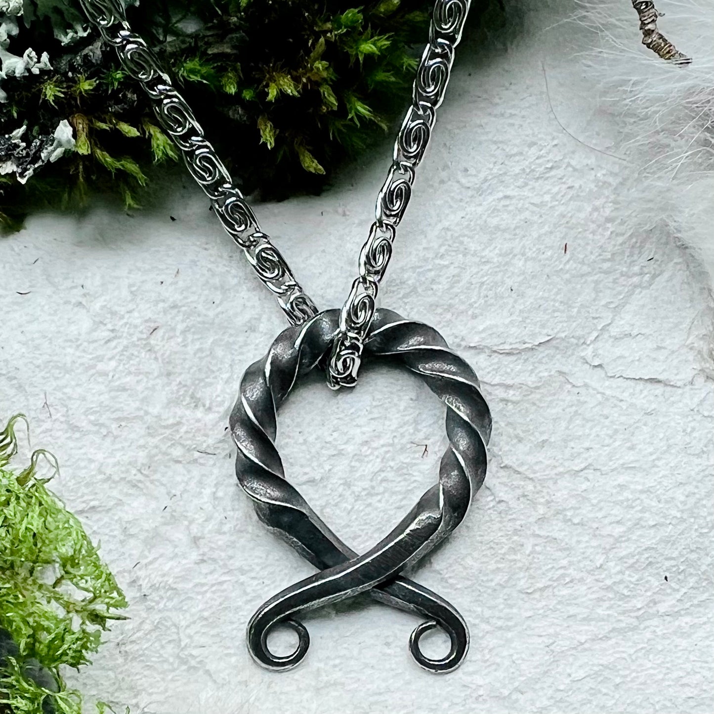 Necklace - Troll cross in black, twisted steel
