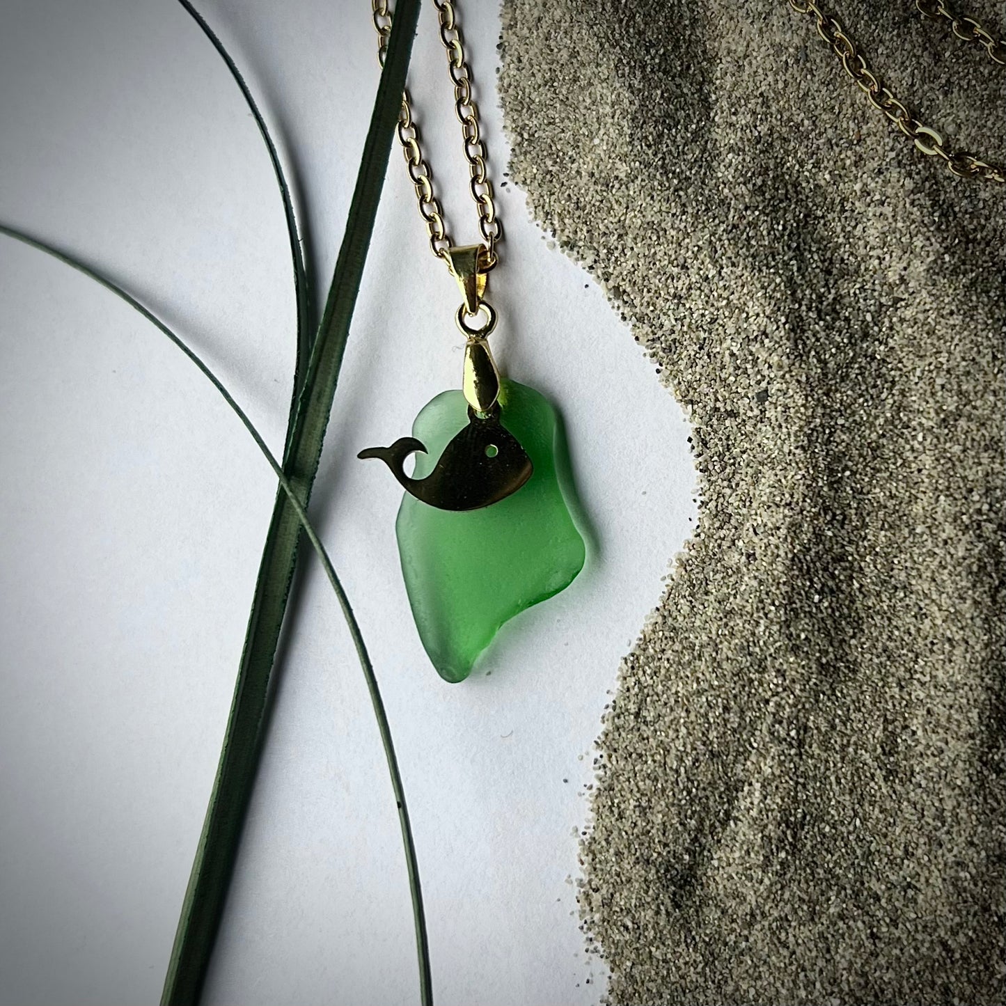 Necklace made of Swedish beach glass