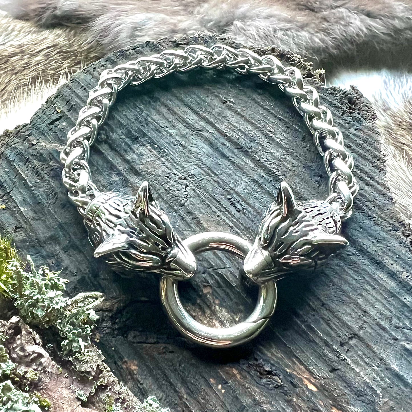 Stainless steel bracelet with Odin's wolves Gere and Freke