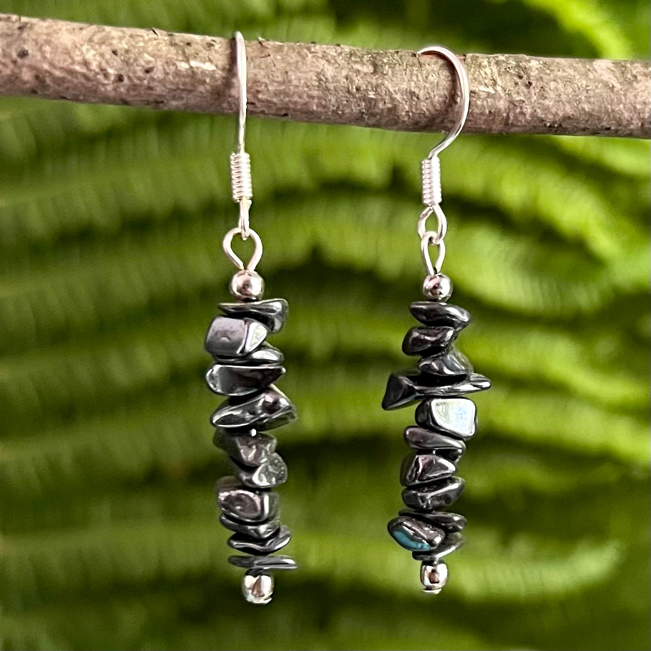 Earrings - Birch pendants of hematite