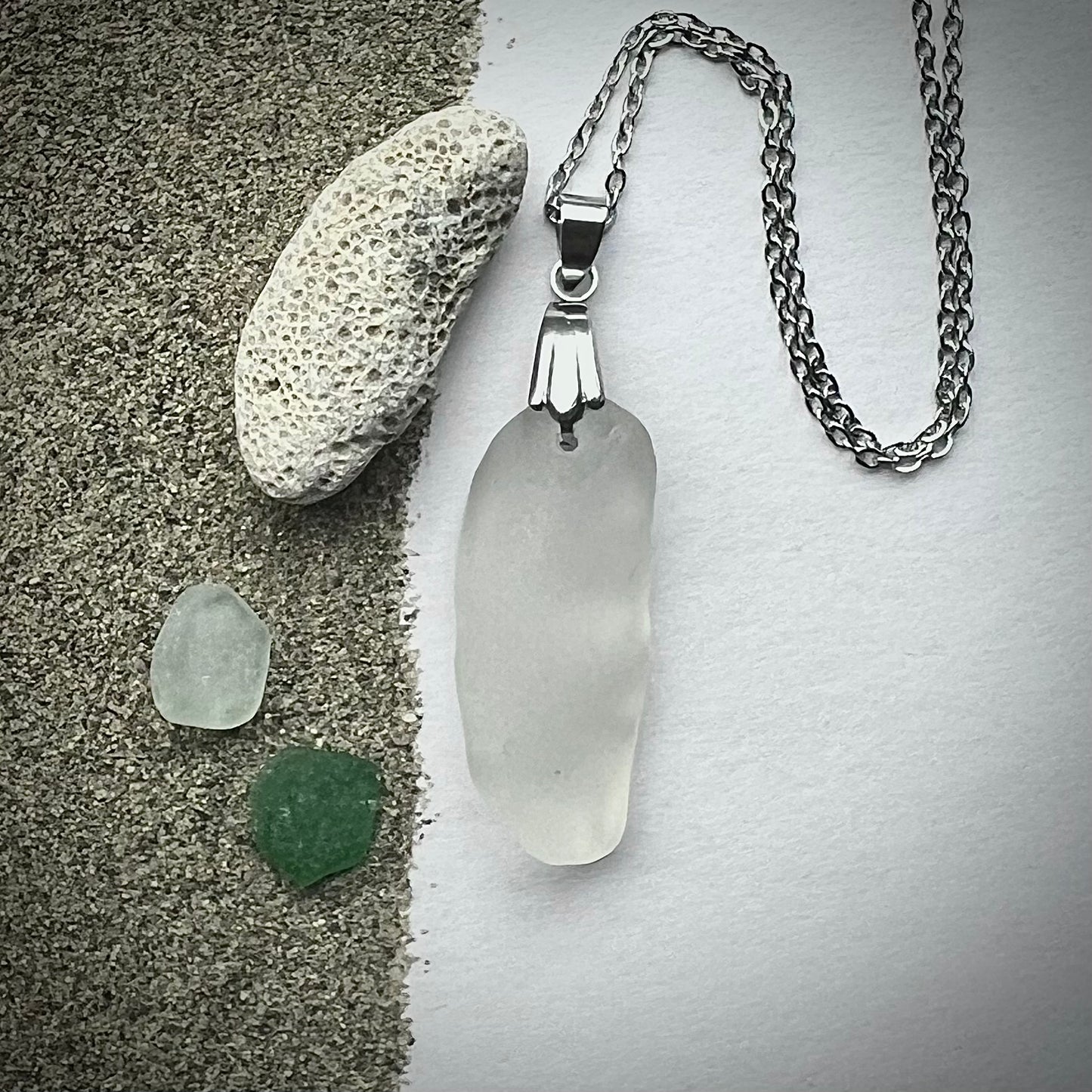 Necklace made of Swedish beach glass