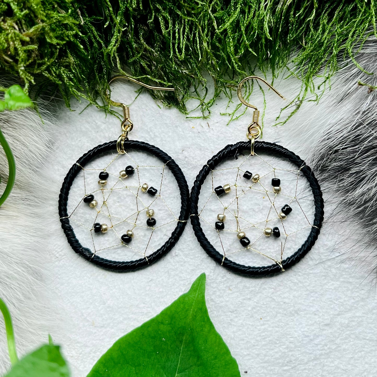 Earrings with dream catcher - Black
