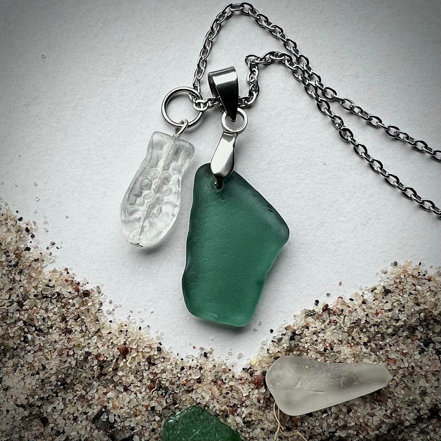 Necklace made of Swedish beach glass