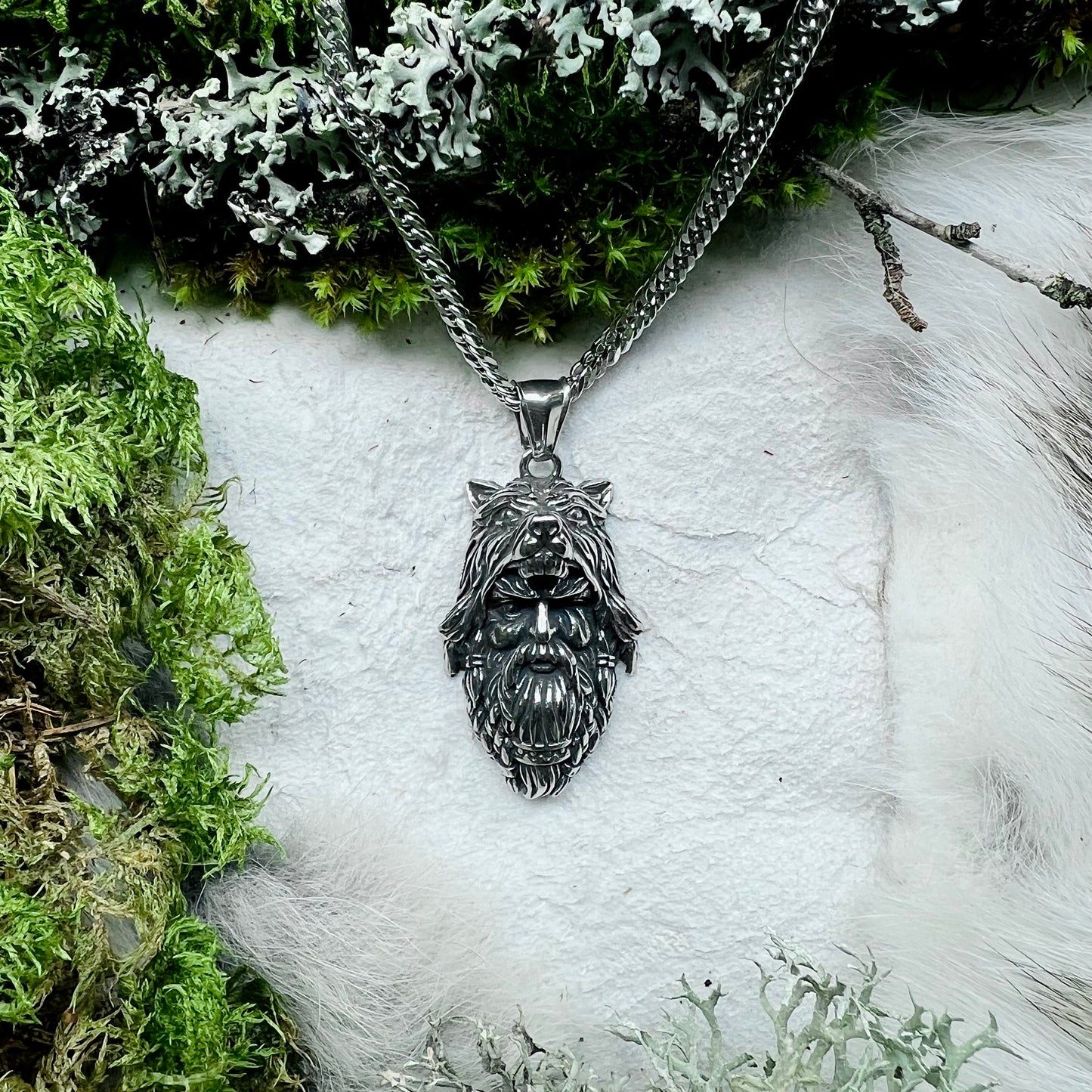 Necklace with berserker in stainless steel