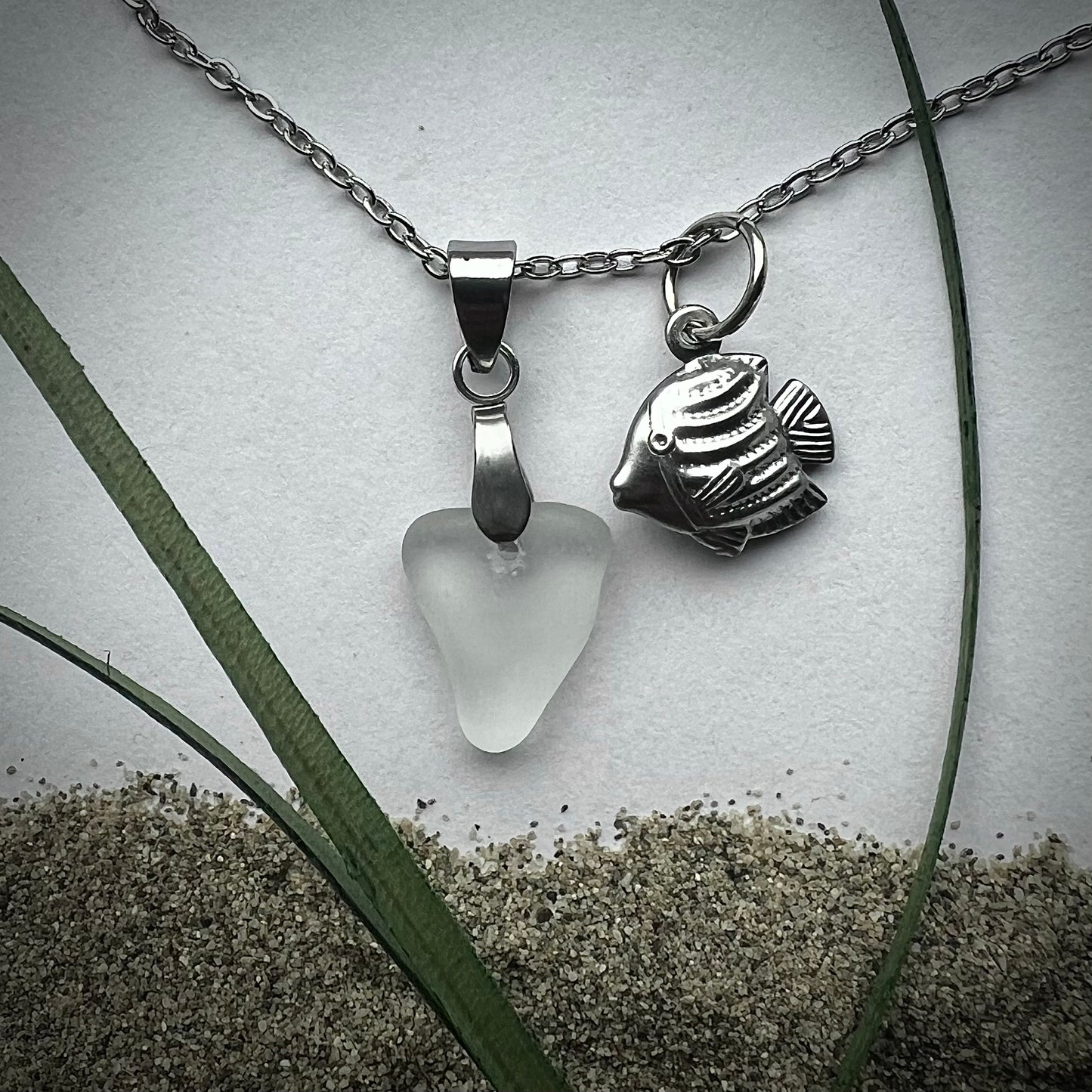 Necklace made of Swedish beach glass