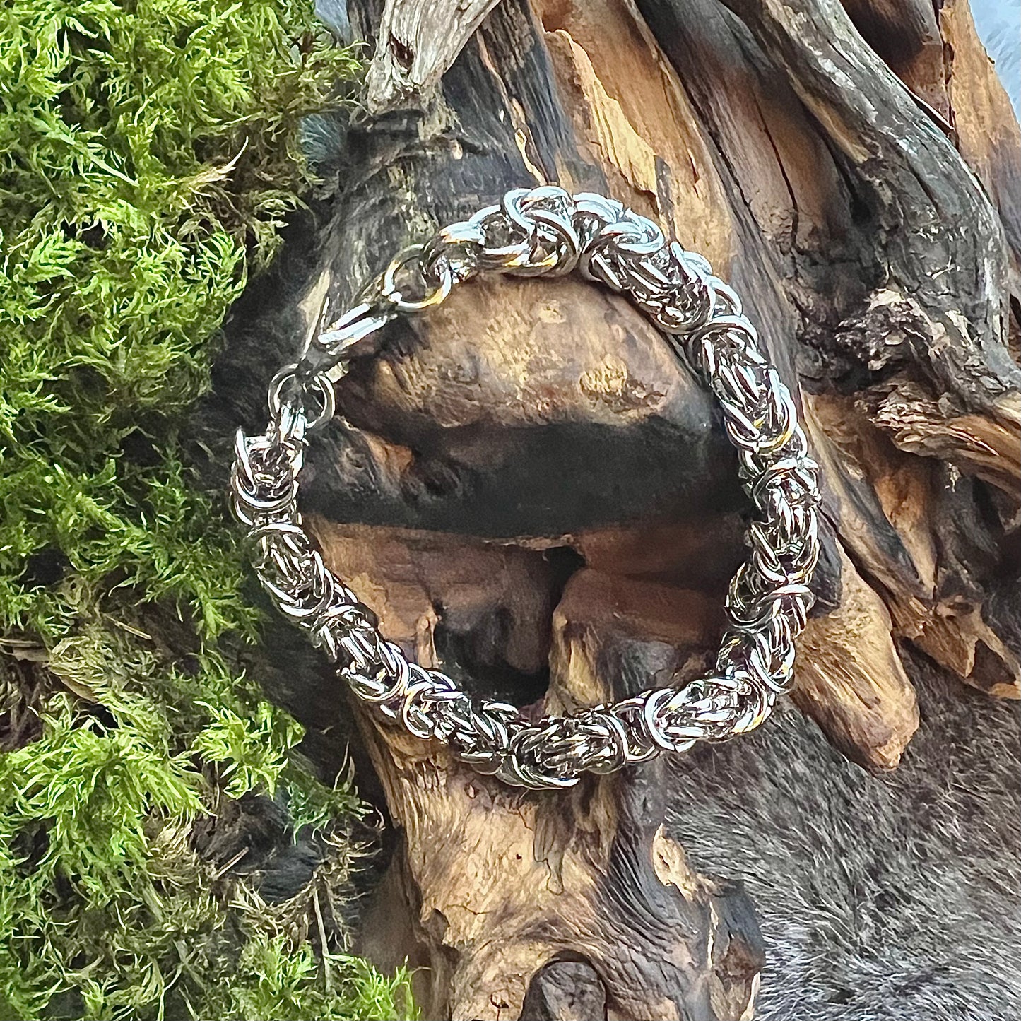 Stainless steel bracelet, emperor link 'Byzantine', 8mm
