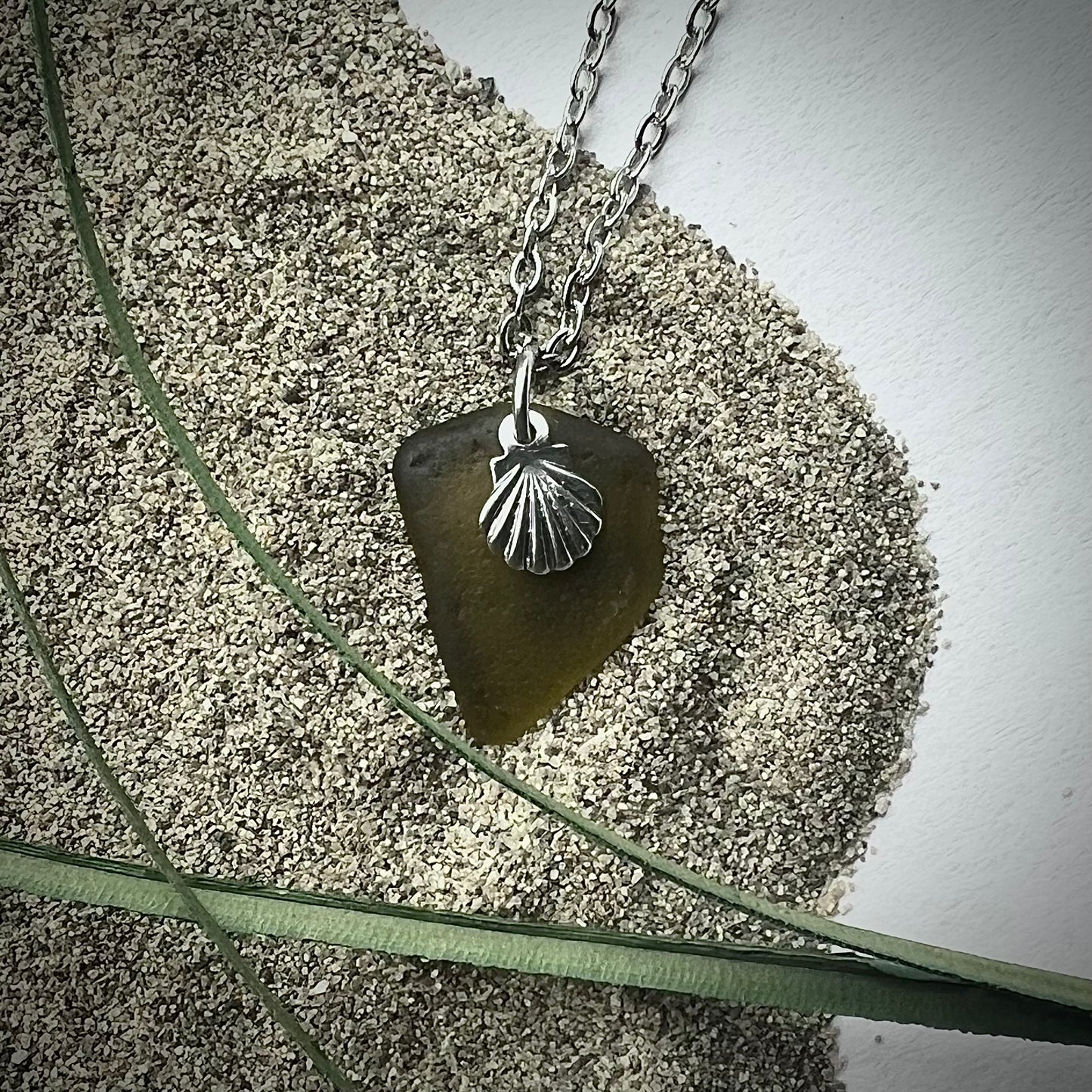 Necklace made of Swedish beach glass