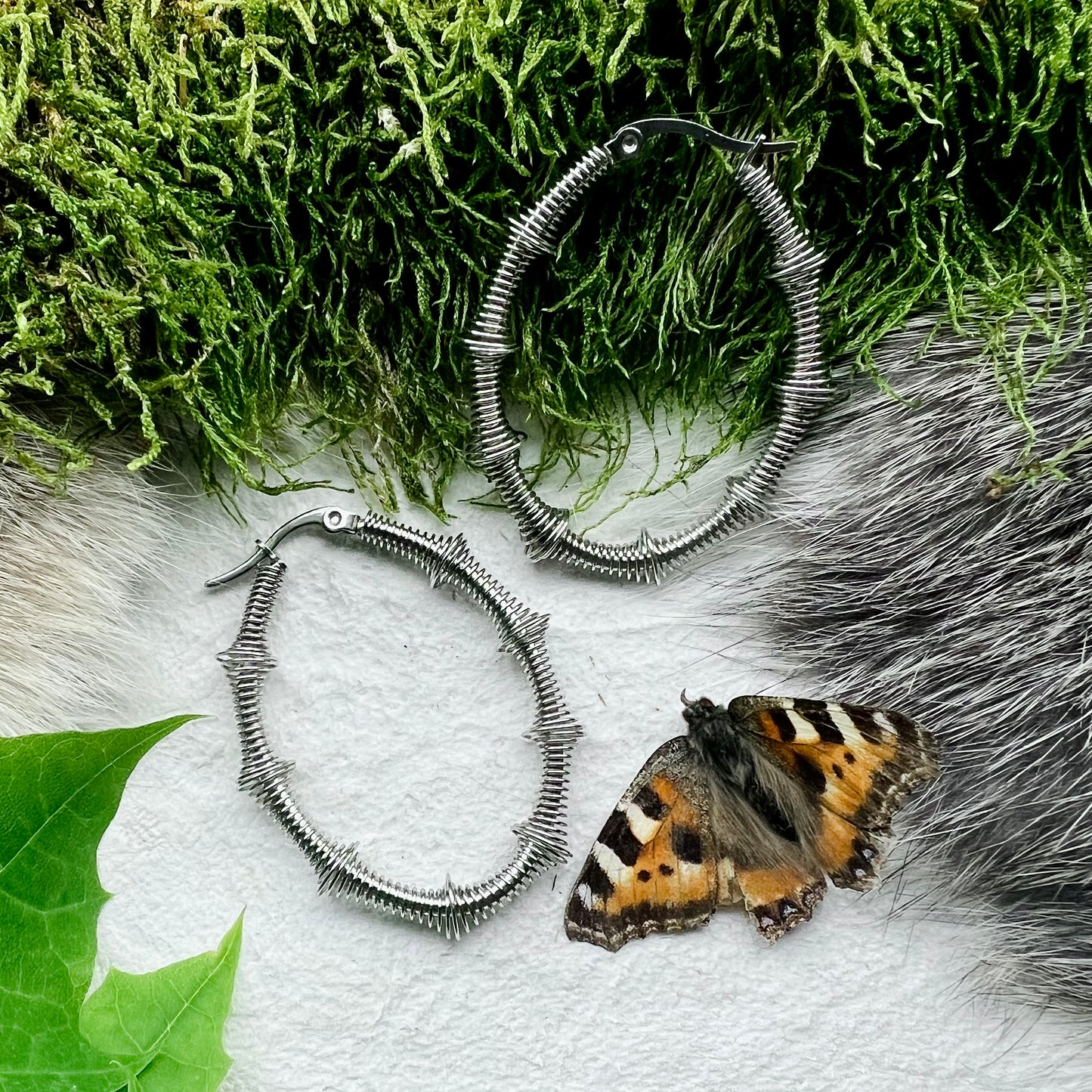 Earrings - Oval with coiled steel
