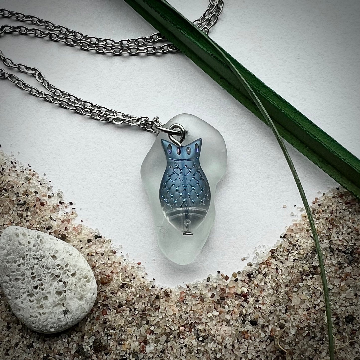 Necklace made of Swedish beach glass