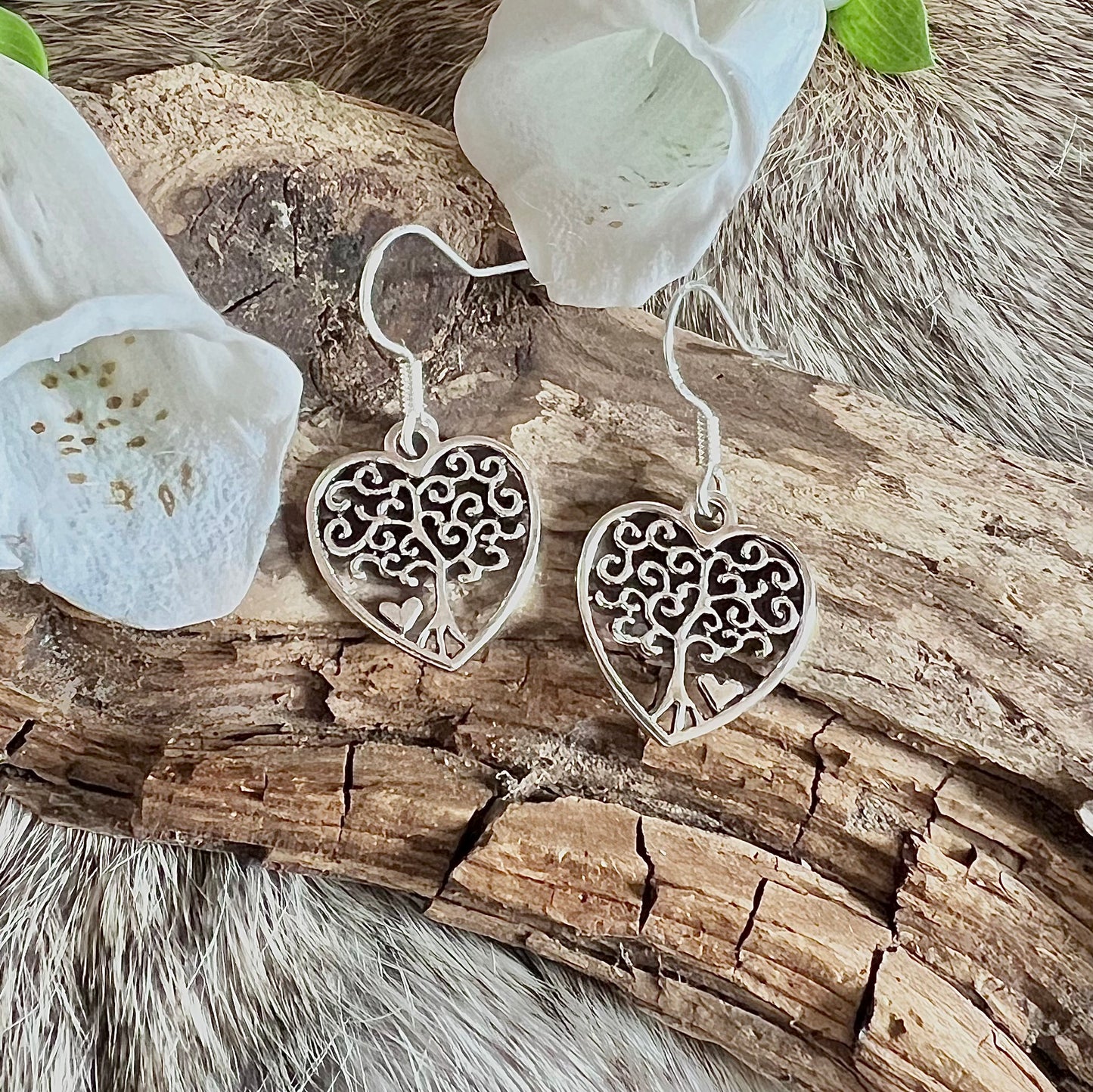 Earrings with Yggdrasil, the tree of life on a silver hook