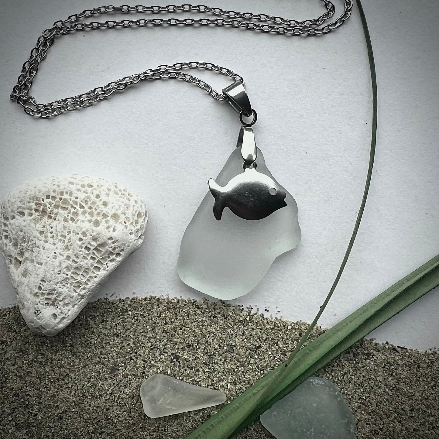 Necklace made of Swedish beach glass