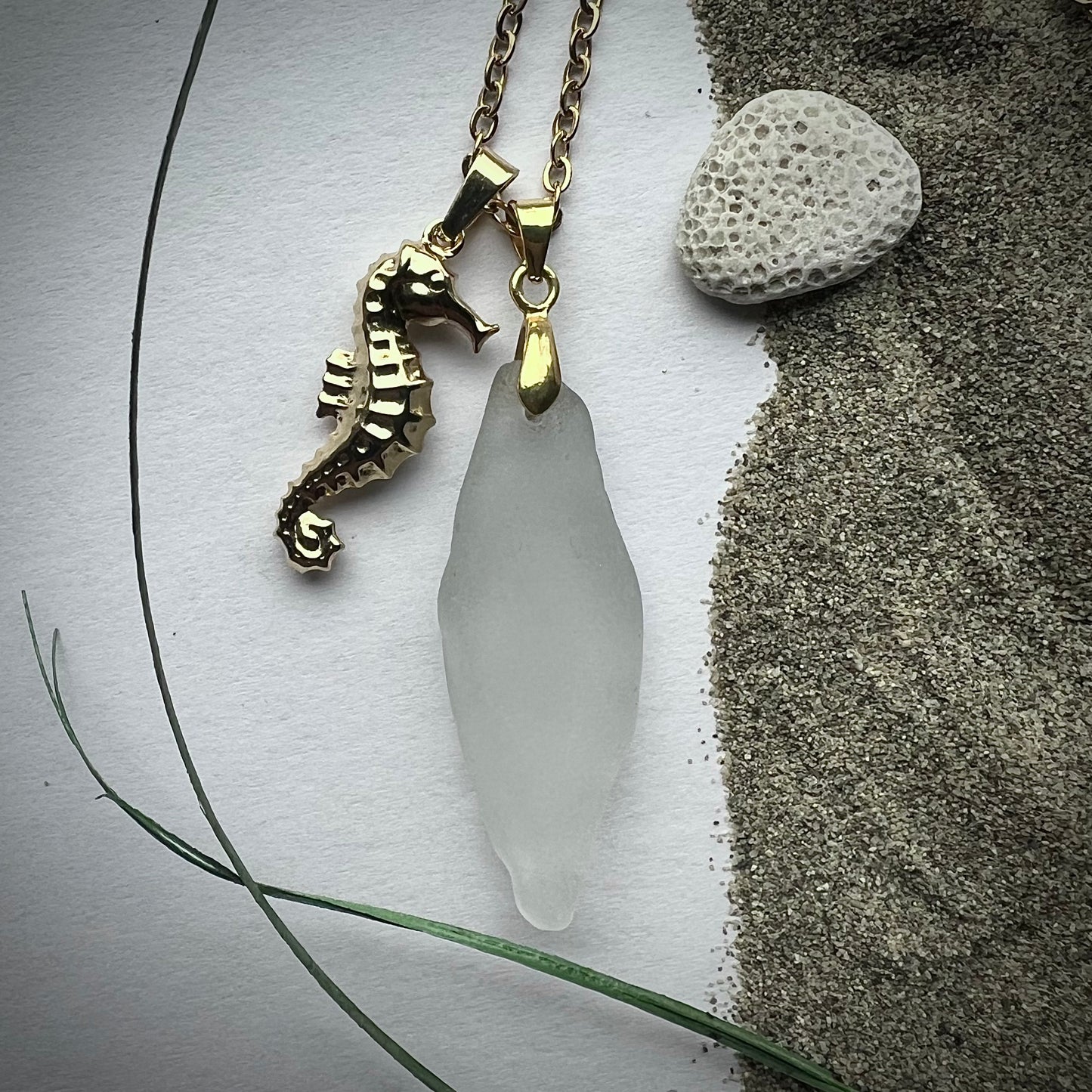 Necklace made of Swedish beach glass