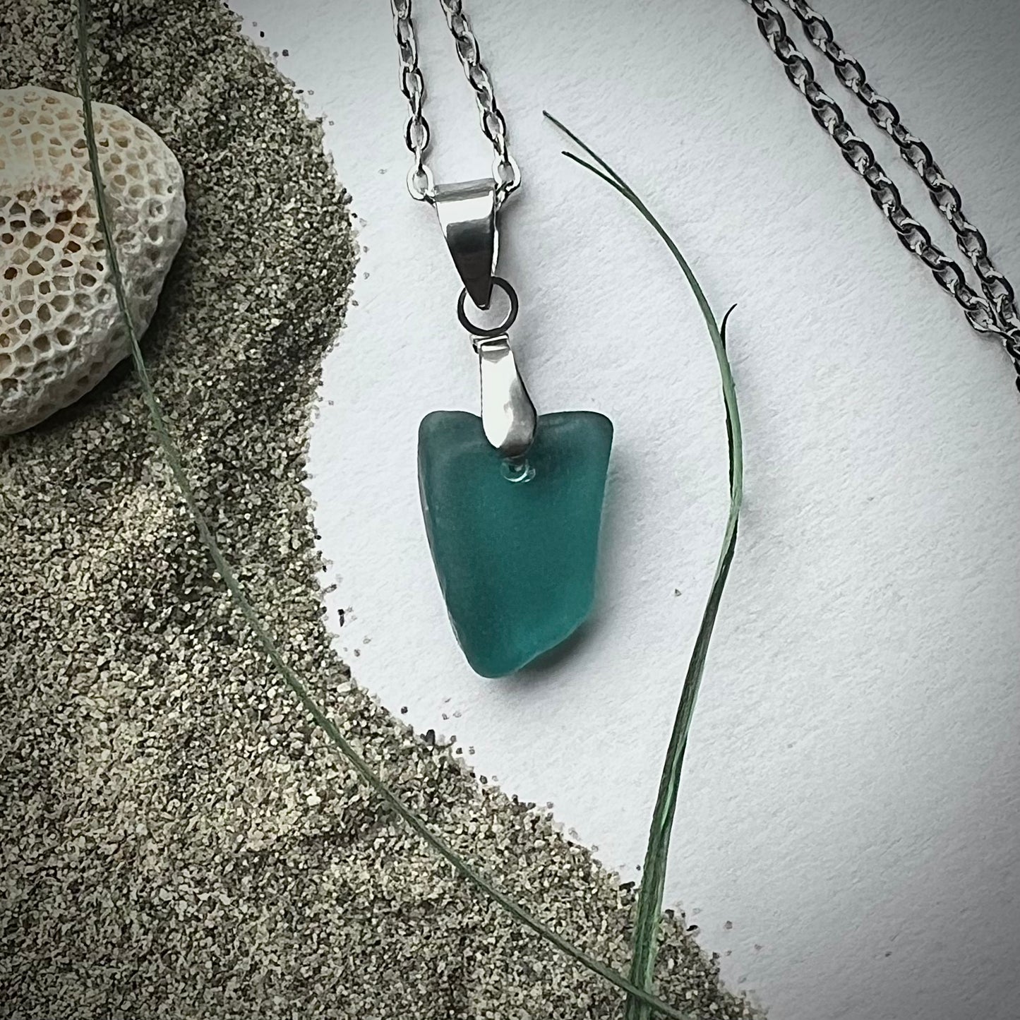 Necklace made of Swedish beach glass