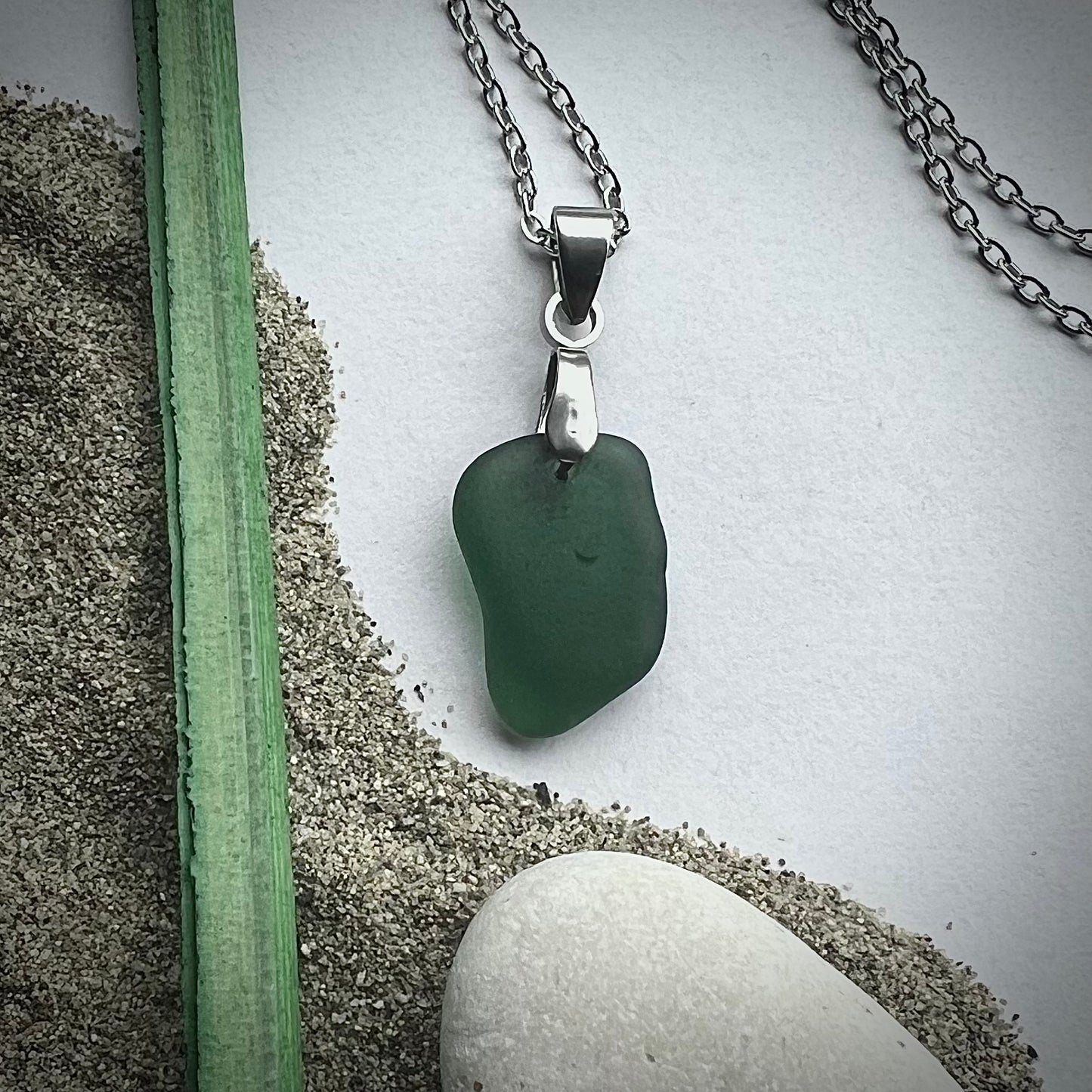 Necklace made of Swedish beach glass