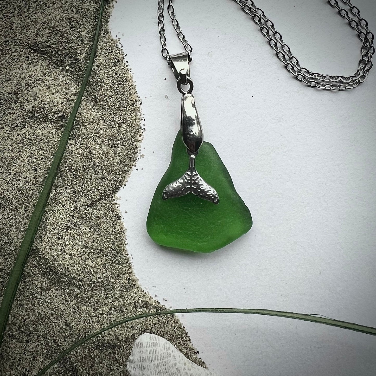 Necklace made of Swedish beach glass