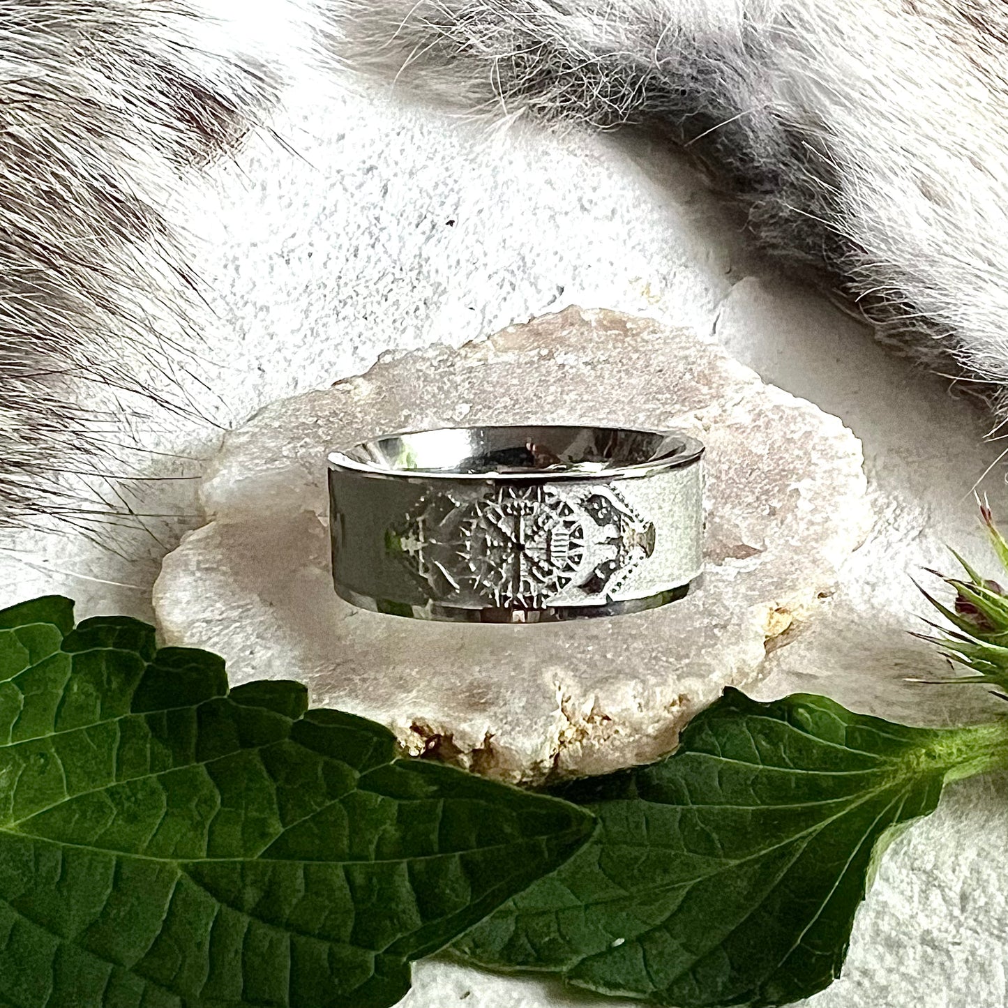Ring - Korpar and Vegvisir in etched steel