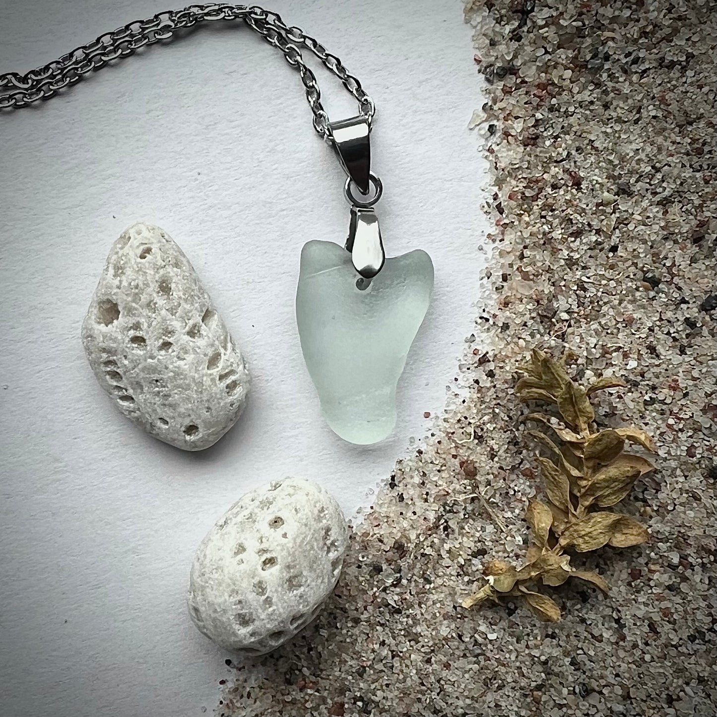 Necklace made of Swedish beach glass