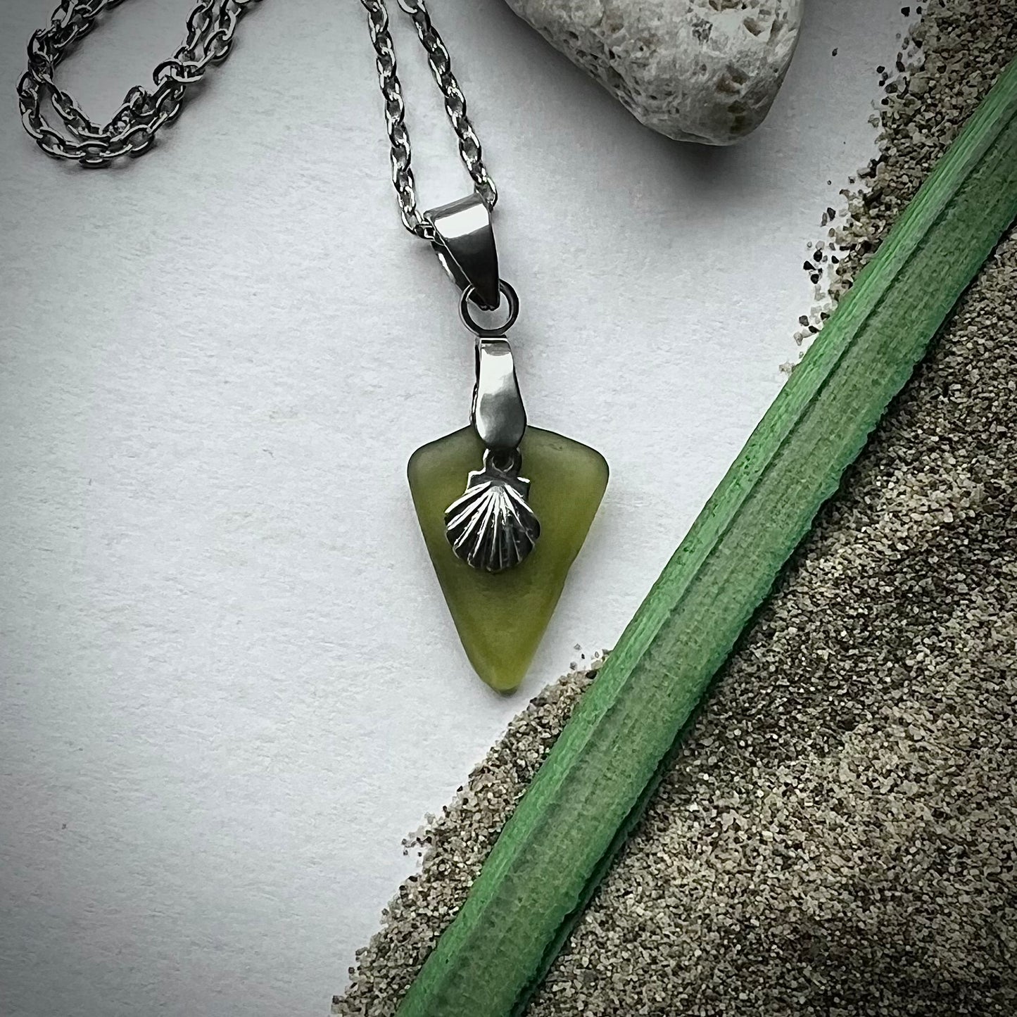 Necklace made of Swedish beach glass