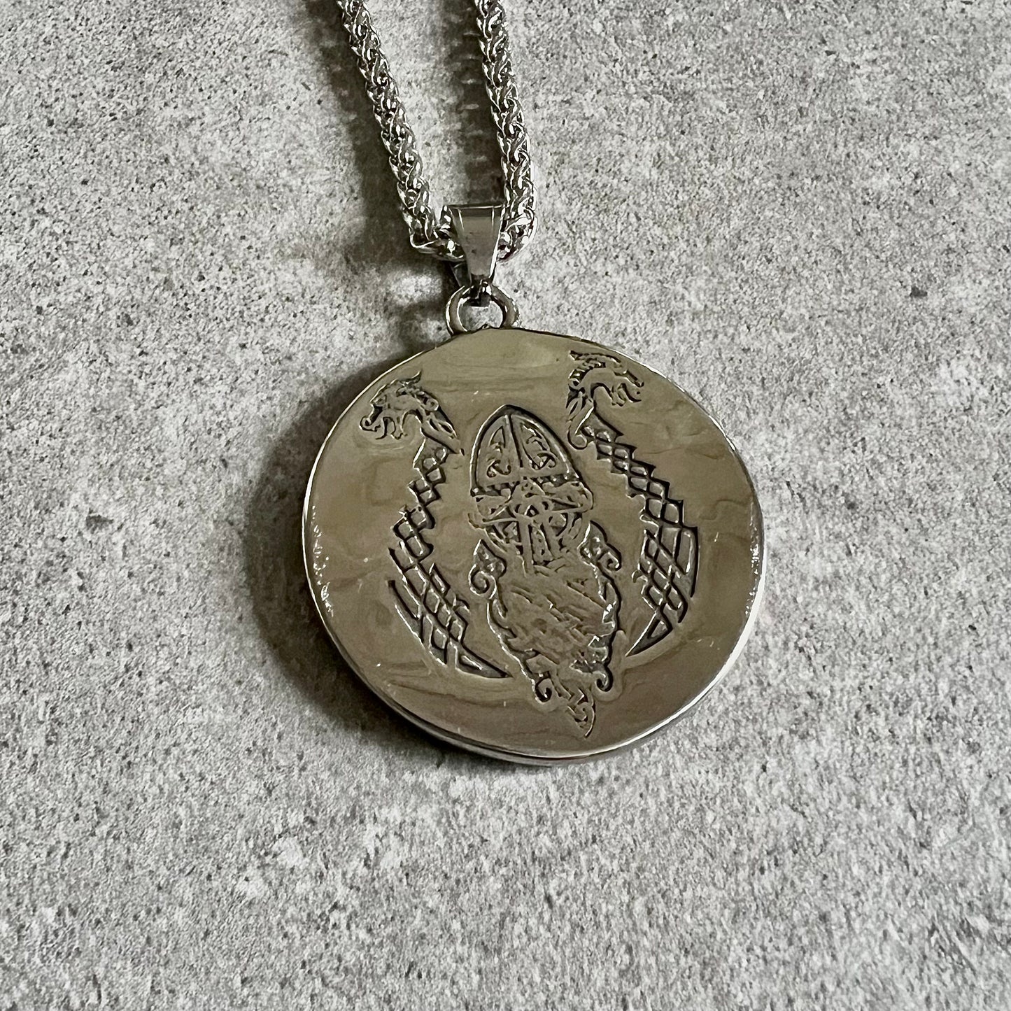 Necklace with Viking and ship in stainless steel
