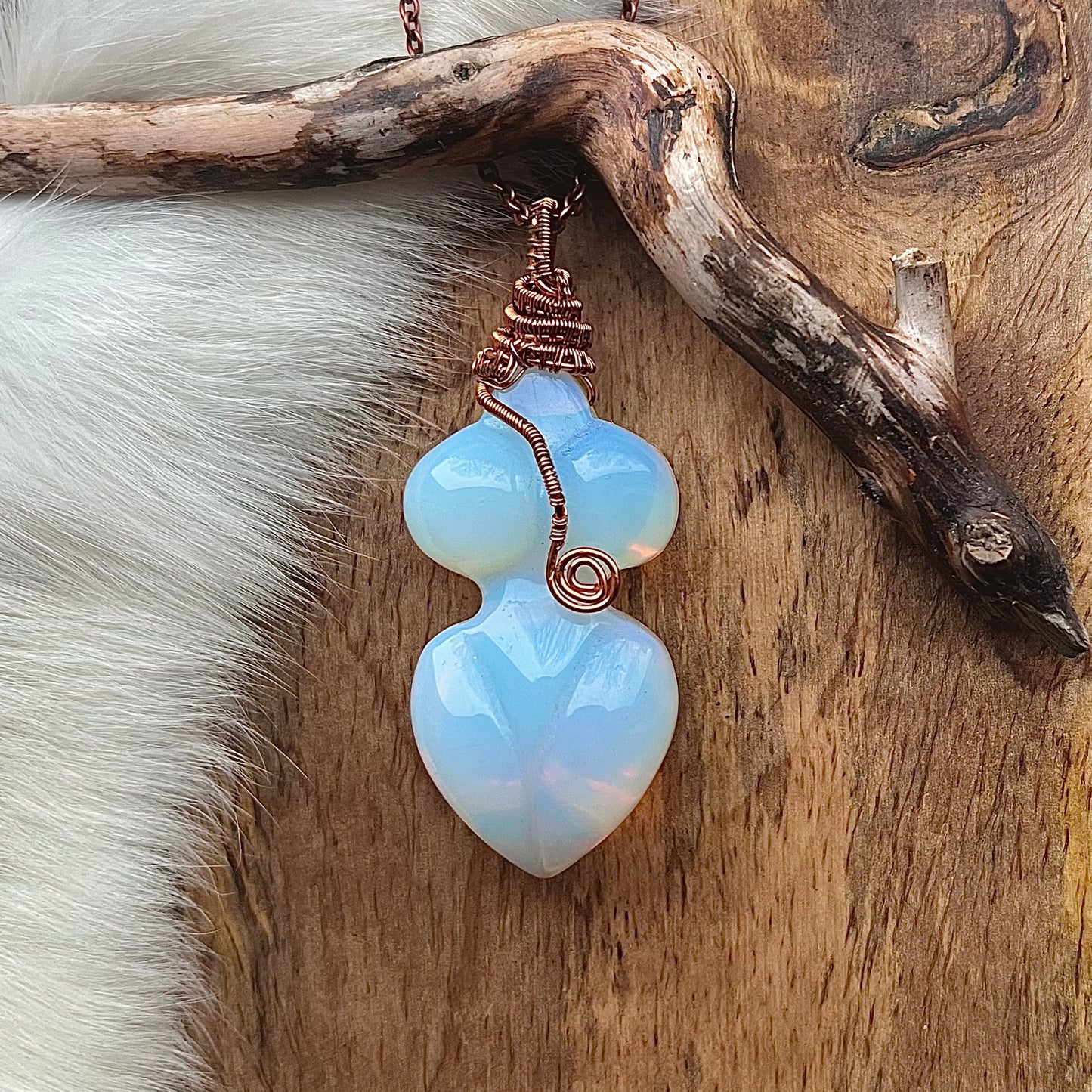 Opalite and copper wire goddess necklace