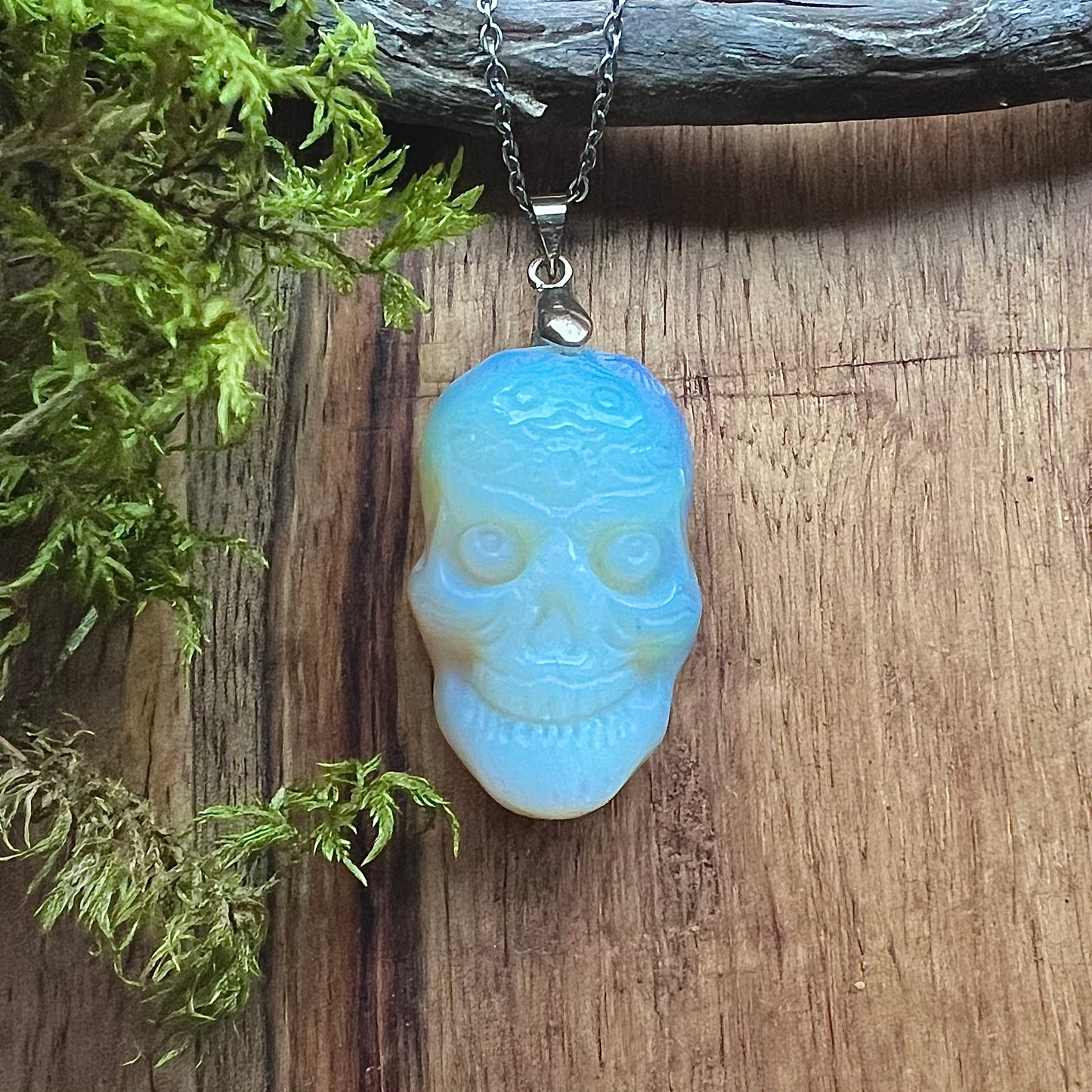 Opalite skull necklace