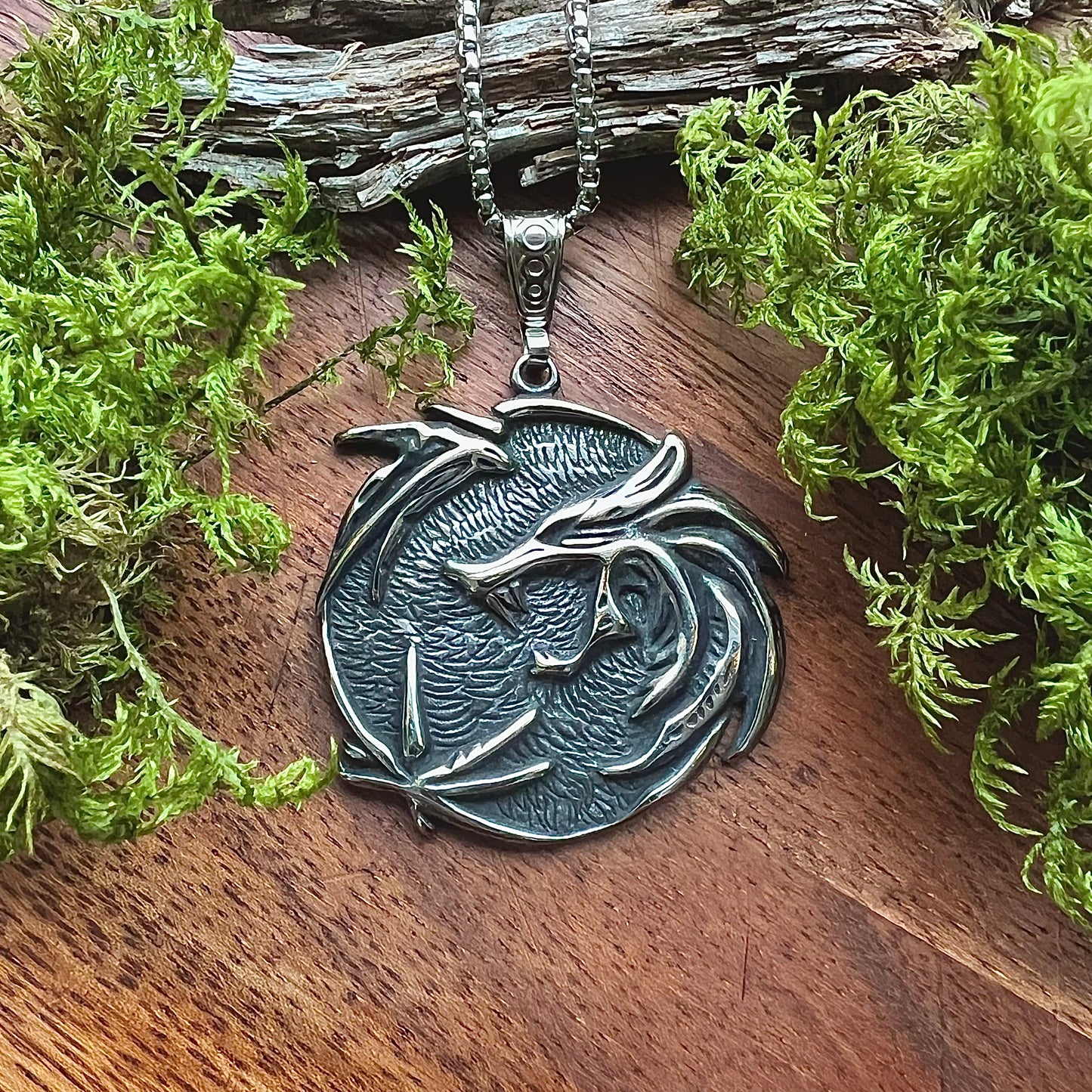 Necklace with Fenris wolf in stainless steel
