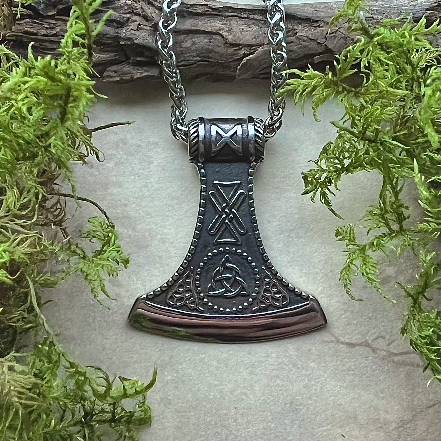 Necklace with battle axe