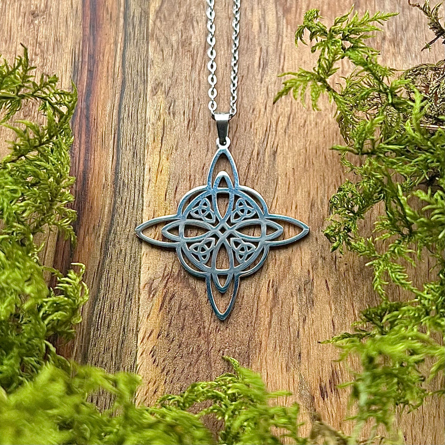 Stainless steel Celtic knot and triquetra necklace