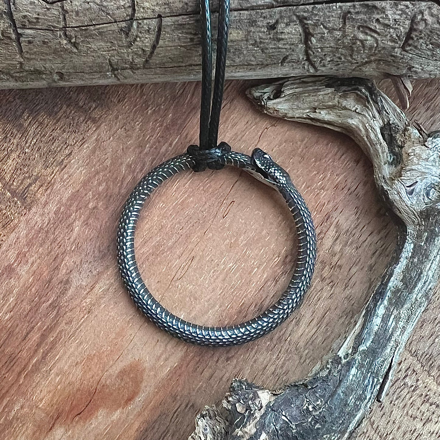 Necklace with snake "Ouroboros" in stainless steel