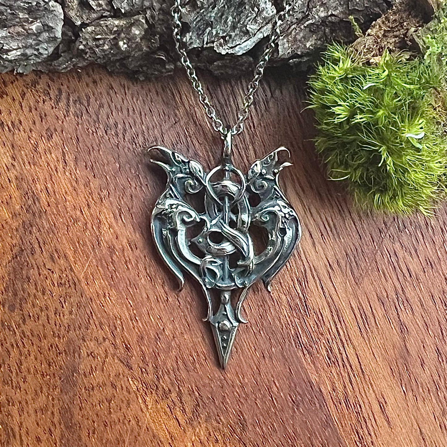 Necklace - Hugin and Munin with Odin's spear Gugnir