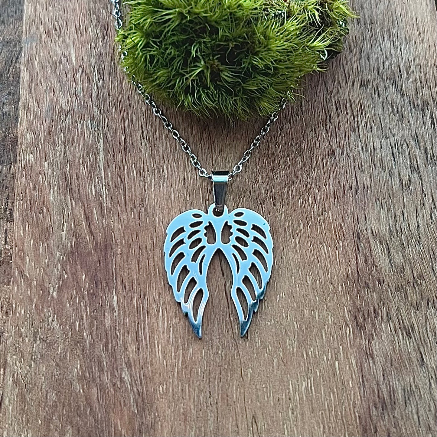 Stainless steel necklace with Valkyrie wings
