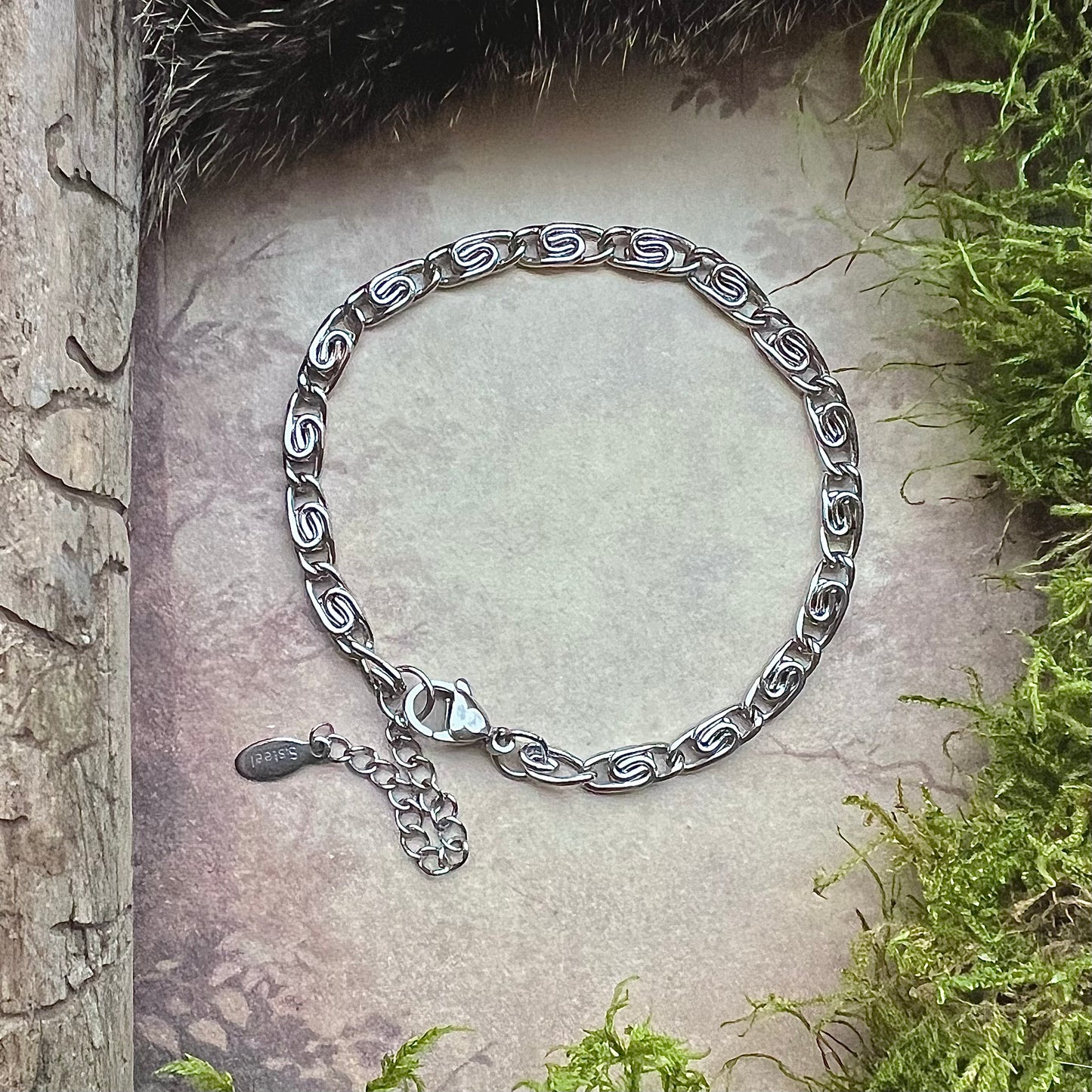 Stainless steel bracelet, 'Viking link' 4.5mm