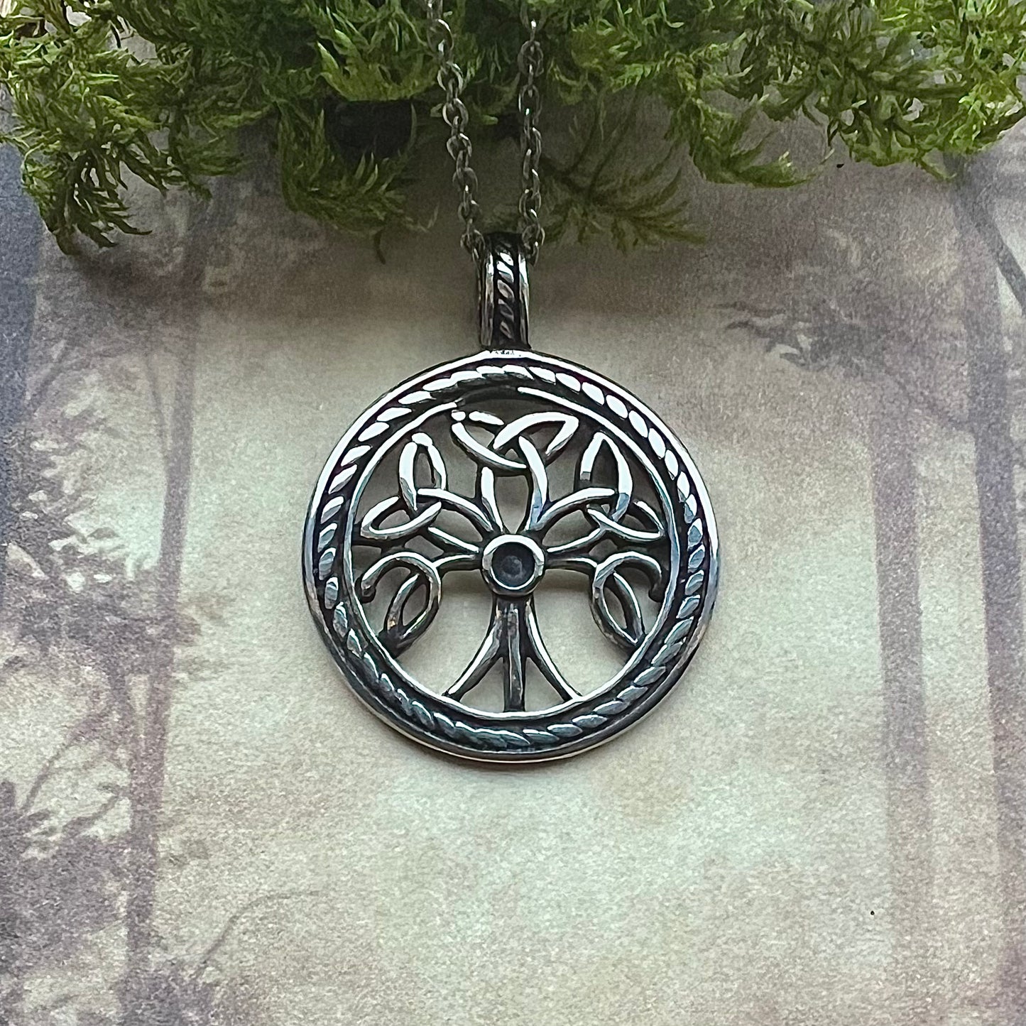 Necklace with Yggdrasil in surgical steel