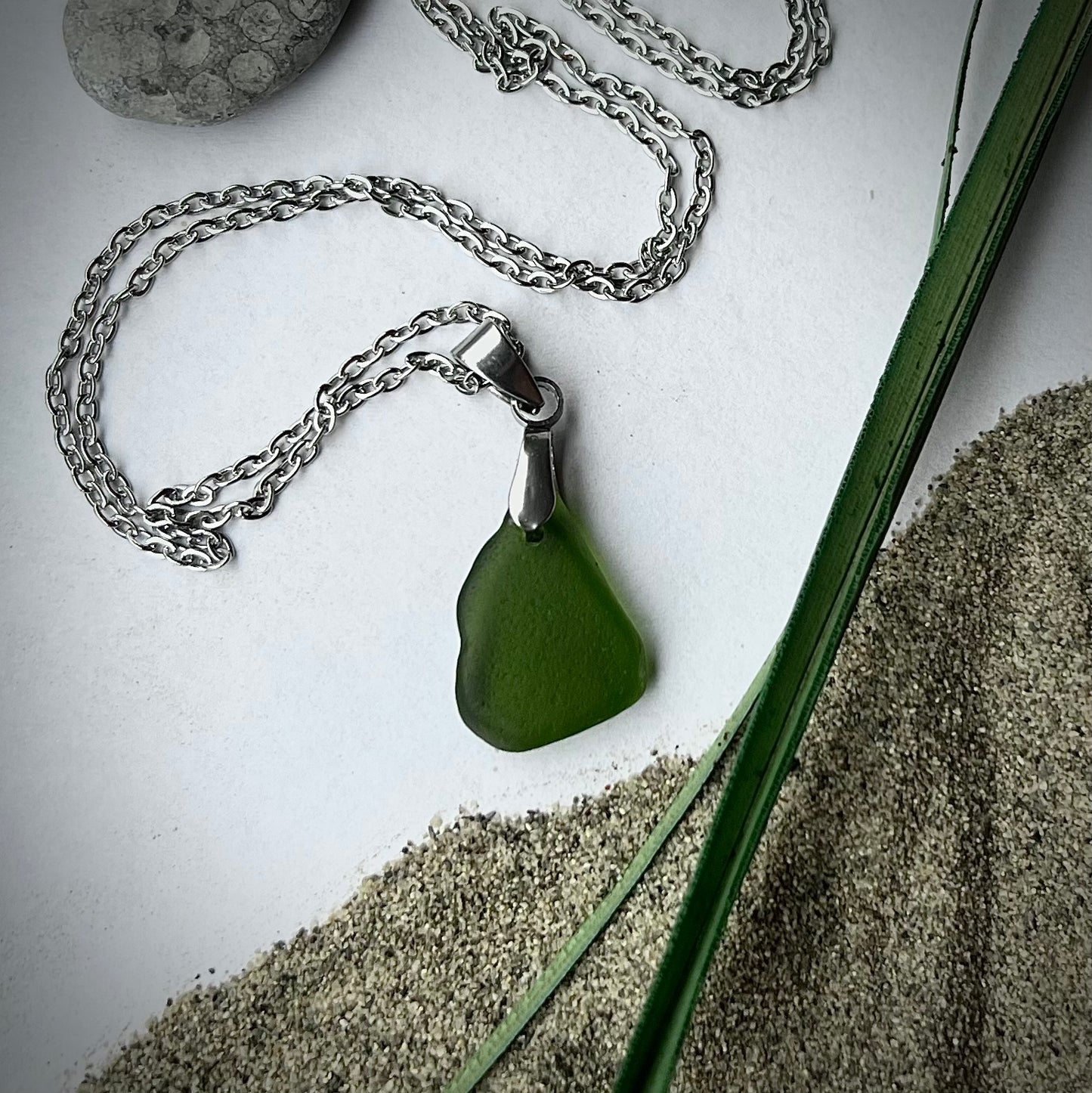 Necklace made of Swedish beach glass