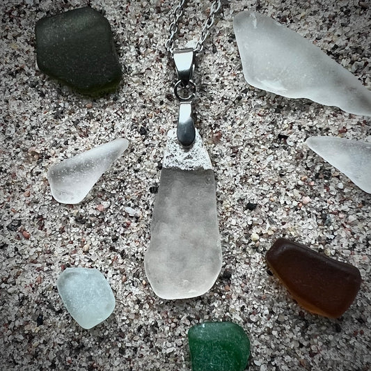 Necklace made of Swedish beach glass and genuine silver