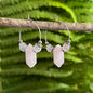 Earrings with white jade and rose quartz tips