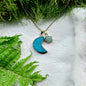 Necklace with druzy crescent moon and aventurine star - blue