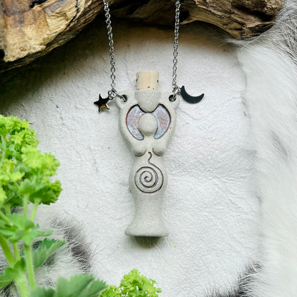 Necklace with Spiral Goddess - ceramic bottle, Peru