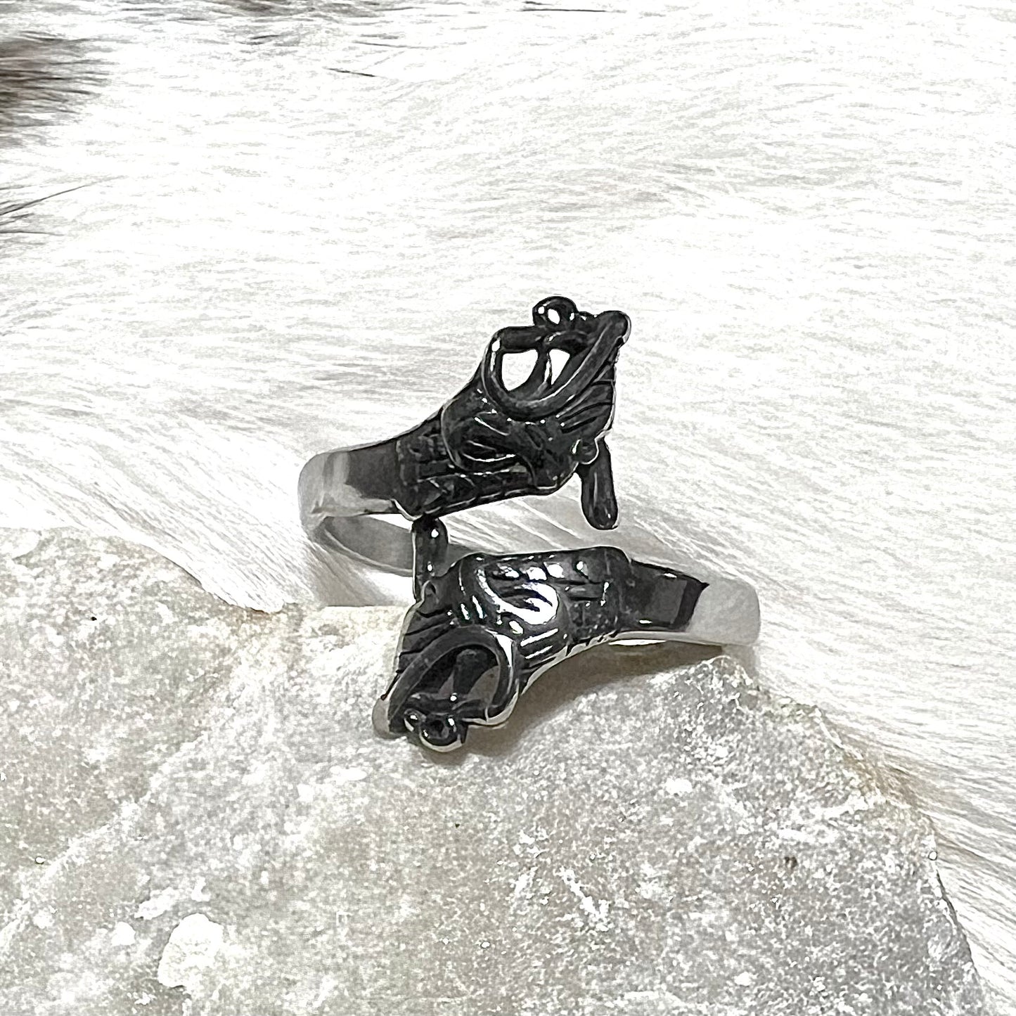 Justerbar ring med Midgårdsormen i rostfritt stål